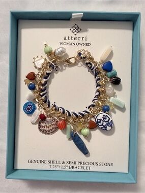 Atterri Multicolor Shell & Semi-Precious Stone Charm Bracelet